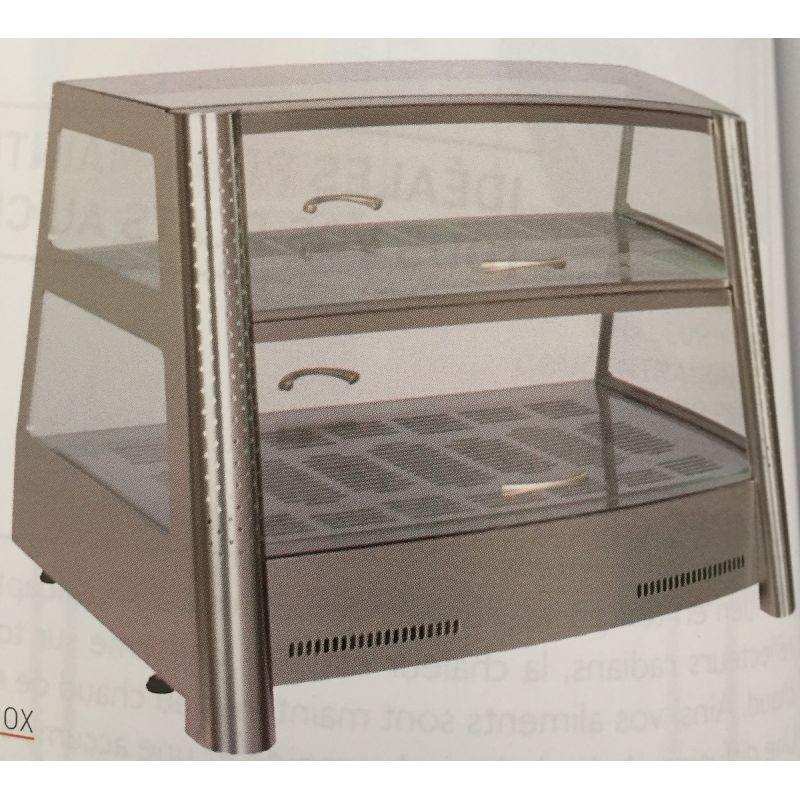 Vitrine chauffante 2 niveaux SOFRACA - inox avec éclairage et thermostat 30-90°C_0