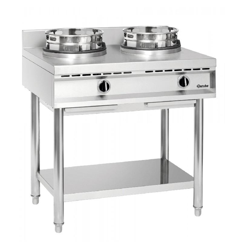 Wok inox à gaz 2 brûleurs sur pied, 23 000 W, GAZ_0