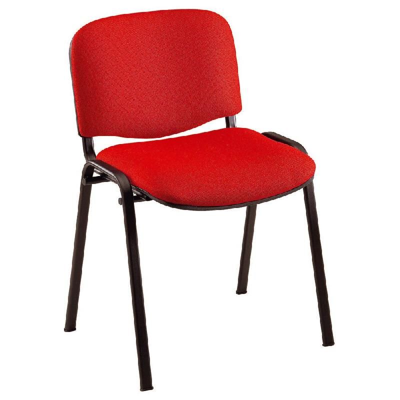 CHAISE VISITEUR EMPILABLE FIRST - EN TISSU - HAUTEUR DOSSIER 34 CM - COULEUR ROUGE (PRIX À L'UNITÉ)