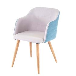 Décoshop26 - Chaise de salle à manger design rétro accoudoirs en tissu gris clair-turquoise pieds clairs 04_0002221 - gris 3000260032695_0