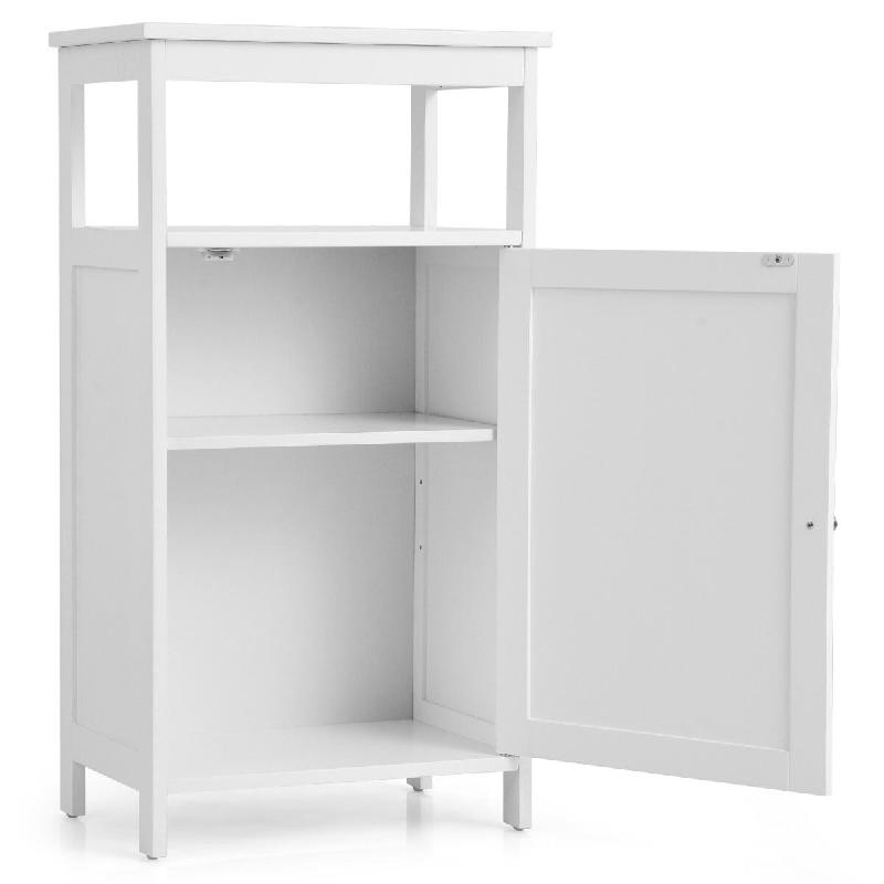 Helloshop26 - Meuble de rangement pour salle de bain 45 x 30 x 84 cm avec étagère réglable et porte en MDF blanc 20_0014895 - 3000228515161_0