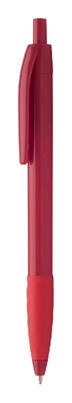 Stylo à bille en plastique - grip en caoutchouc coloré - couleur rouge - encore bleue_0