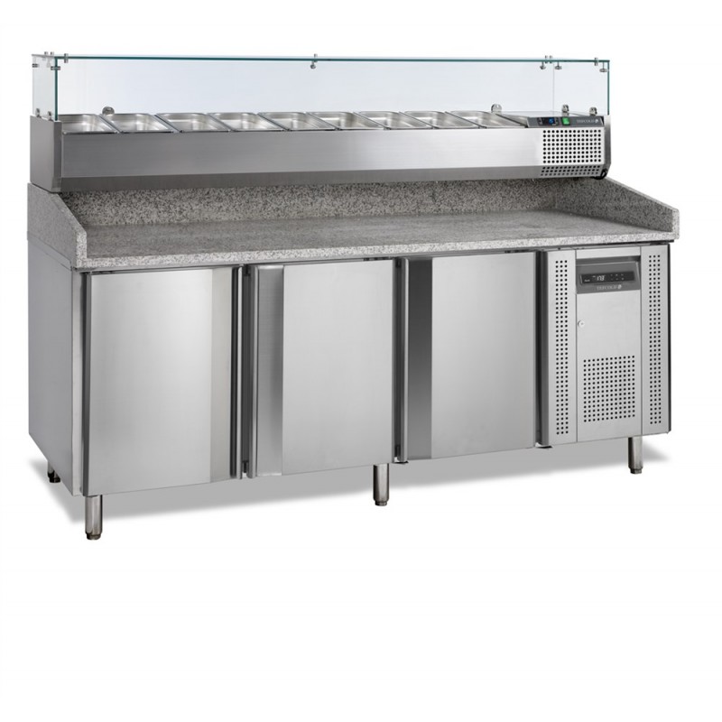 Table à pizza en acier inoxydable avec module pour garniture - Réf PT1300 + VK38-200_0