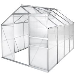 TecTake GmbH tectake Serre en aluminium, résistant aux UV, 185x250x195cm  blanc transparent - 402476 - transparent aluminium 402476_0