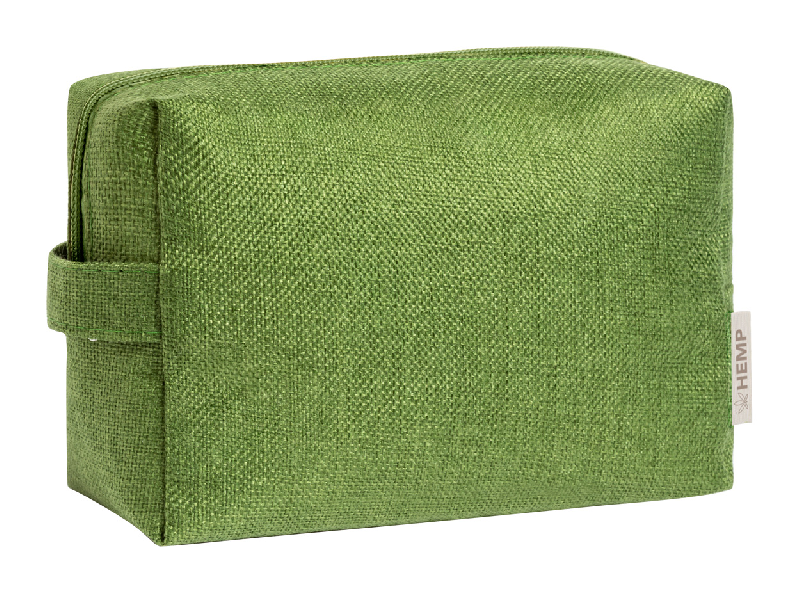 Trousse de toilette zippée - 100% chanvre - tissu 200 g/m² - couleur verte - poids 36 g_0