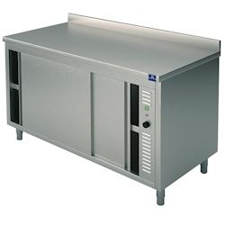 Mastro Meuble Bas Inox Chauffant avec Portes Coulissantes et Dosseret - Gamme 600 - Virtus - l- L120- P60- h85- - 7864849829238_0