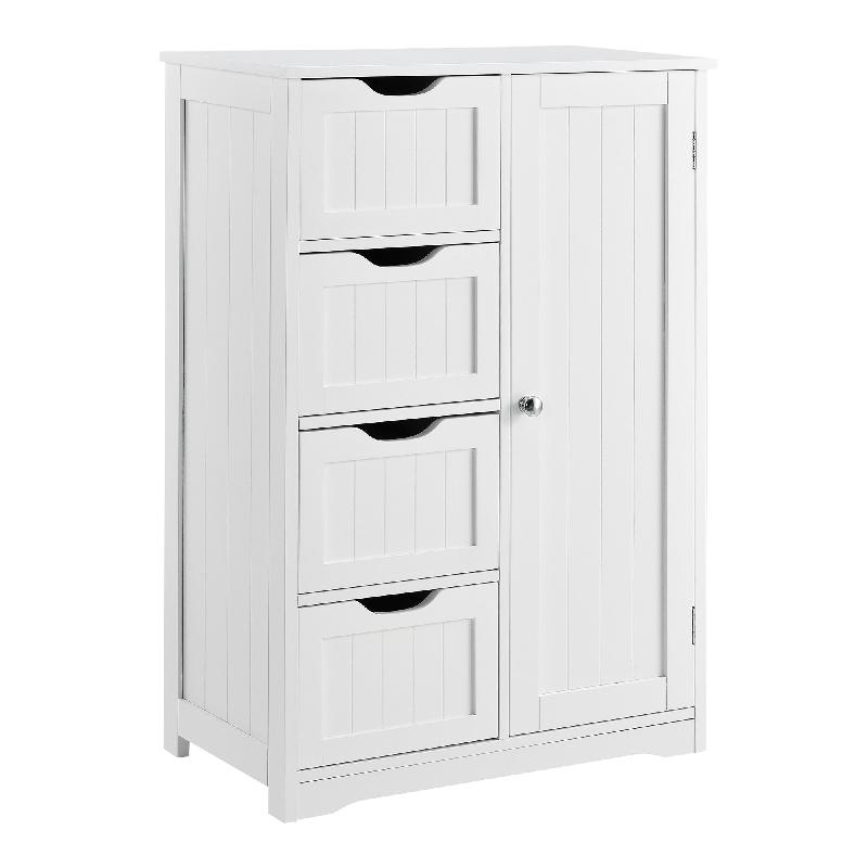 ARMOIRE ÉTAGÈRE COMMODE DE SALLE DE BAIN MEUBLE DE RANGEMENT MDF LAQUÉ 81 CM BLANC 03_0000781_0