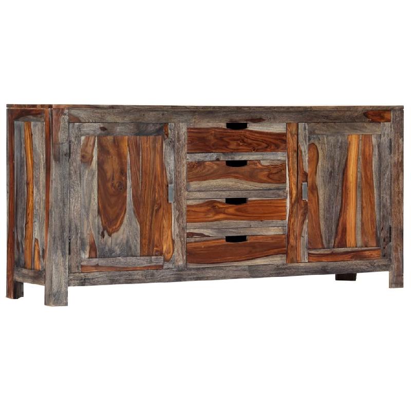 BUFFET BAHUT ARMOIRE CONSOLE MEUBLE DE RANGEMENT GRIS 160 CM BOIS DE SESHAM MASSIF 4402142_0