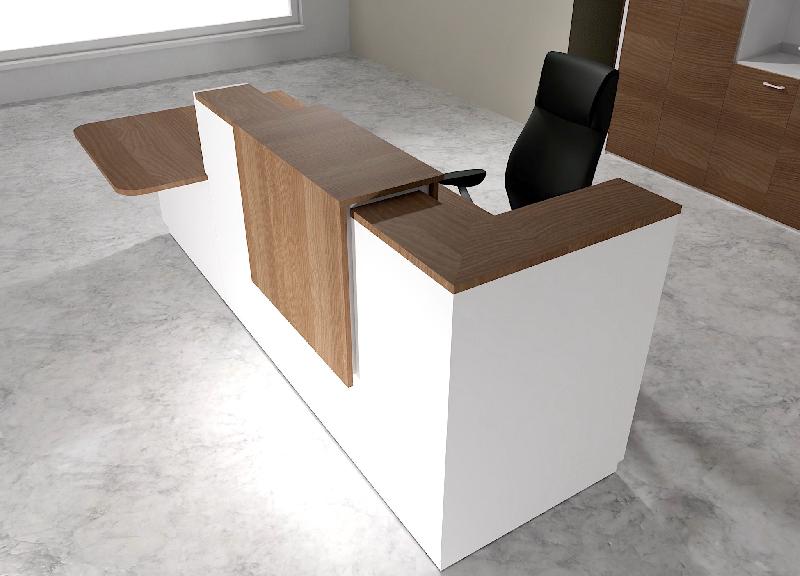 Comptoir d'accueil bi-colore avec PMR Delta et réhausse - 242, Gauche, Blanc, Oui, Acacia foncé_0