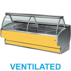Comptoir vitrine réfrigéré ventilé à vitre bombée avec réserve - Tonga PLUS TO40/C1-VV - 4000x1080xh1265 mm - 0° à +2°_0