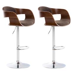 Décoshop26 - Lot de 2 tabourets de bar design scandinave en tissu marron et structure en bois couleur noyer 10_0004249 - marron 3000252008417_0