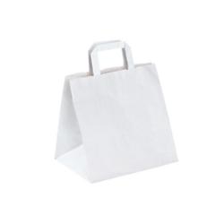 Déstockage // Sac papier poignées plates blanches 32+16x31 cm - Vendu par 250 - 3760365406660_0