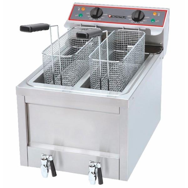 Friteuse électrique 2 x 8 L - robinet de vidange amovible - structure en Inox AISI 430 - rendement 2 x 24 kg/h_0