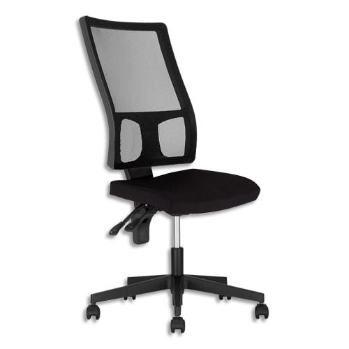 Siège twiteur dossier résille et assise tissu noir, contact permanent, piètement noir, sans accoudoirs_0