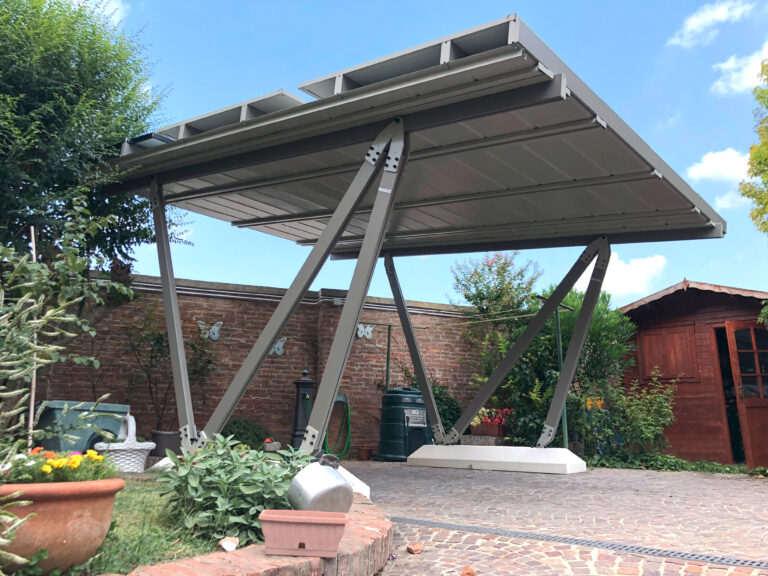 Ombrière photovoltaïque en aluminium avec ancrage au sol par ballast - Pensilsole Middle/Maxi_0
