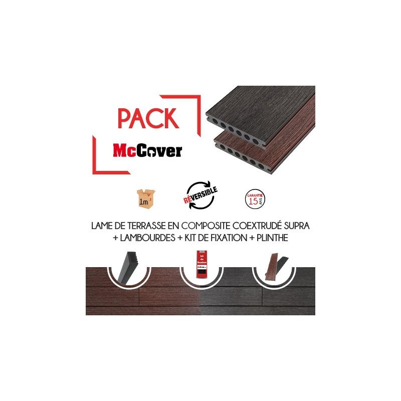 Pack 1 m² - Lame de terrasse composite coextrudé Supra avec accessoires, 3600 x 145 x 23 mm - Coloris Charbon (4 coloris disponibles)_0