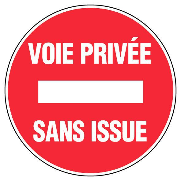 Panneau de signalisation rigide - disque diamètre 300 mm - voie privée sans issue - polystyrène sérigraphié Novap_0