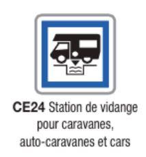 Panneau de signalisation d'indication CE24 - Station de vidange pour caravanes, auto-caravanes et cars - Formats de 350 à 1500 mm_0