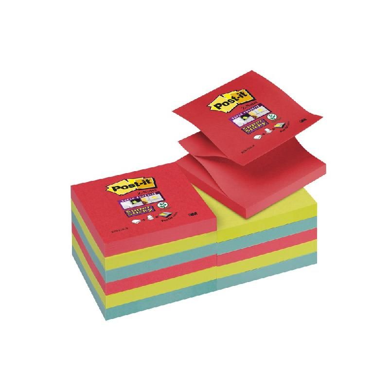 POST-IT® BLOC DE NOTES ADHÉSIVES (R330-12SS-JP) SUPER STICKY - 76 X 76 MM - COULEUR : BORA-BORA