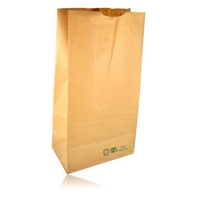 Sac SOS en papier kraft brun neutre - fond plat - 18x11x34 cm - biodégradable - contact alimentaire_0