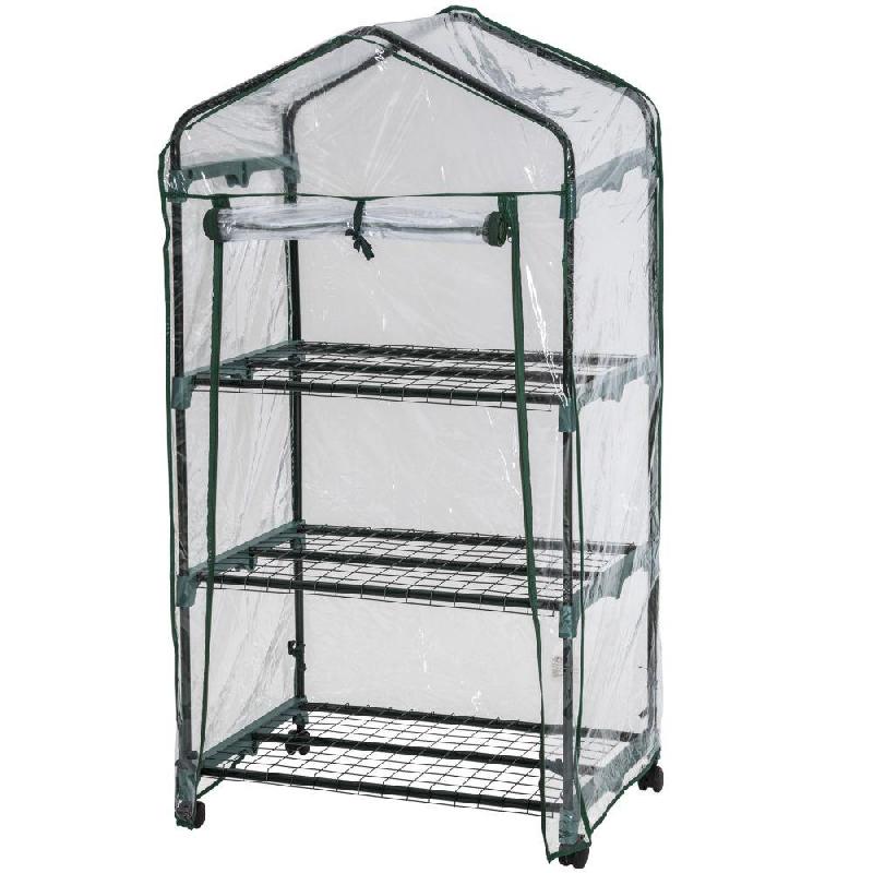 Serre de jardin - Jardinage et outillage de balcon - Cadre en acier - Bâche PVC anti-UV - Dimensions 69x49x133 cm - Réf. 1608004_0