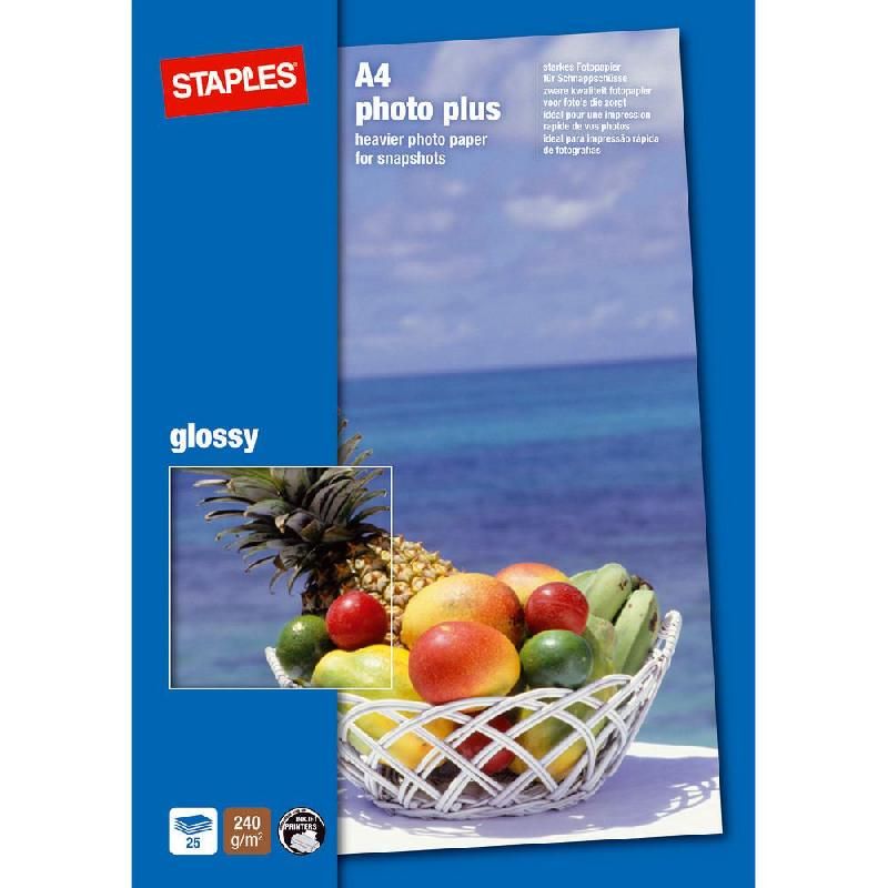 STAPLES STAPLES PAPIER PHOTO A4 (210 X 297 MM) MAT 245G/M² 25 FEUILLES