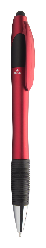 Stylo à bille stylet en plastique - grip en caoutchouc - encre noire, bleue et rouge - couleur rouge_0