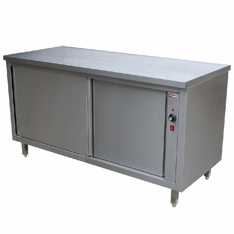 Table armoire chauffant traversant - portes coulissants profondeur 700 mm gamme standard line 1200x700xh880/900 tables armoires inox chauffantes traversantes avec portes coulissantes - TEP127/B_0