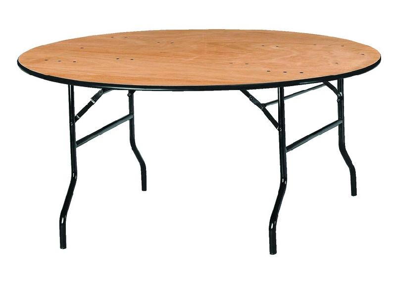 Table ronde pliante Tarragone - diamètre 182 cm - bois exotique - épaisseur plateau 18 mm_0