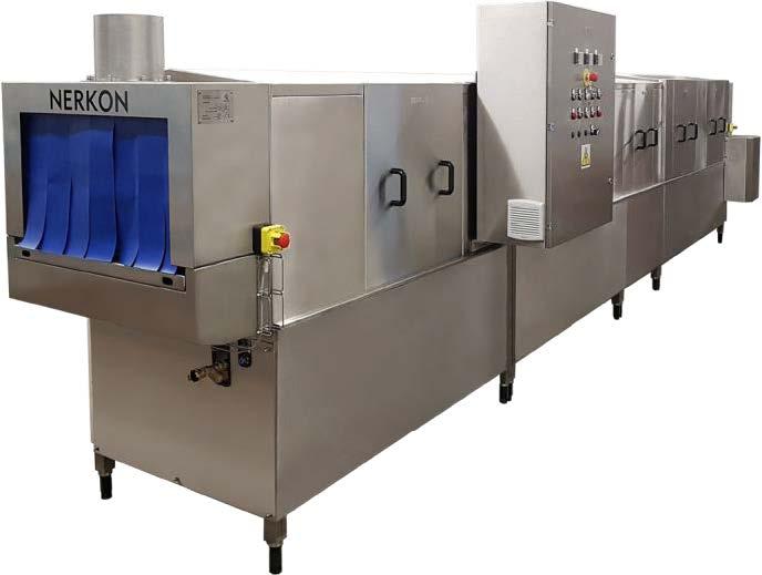 Tunnle de lavage modulaire par aspersion avec la technologie brevetée sans consommation d'eau fraîche pour l'enlèvement des étiquettes sur les caisses - nerkon_0