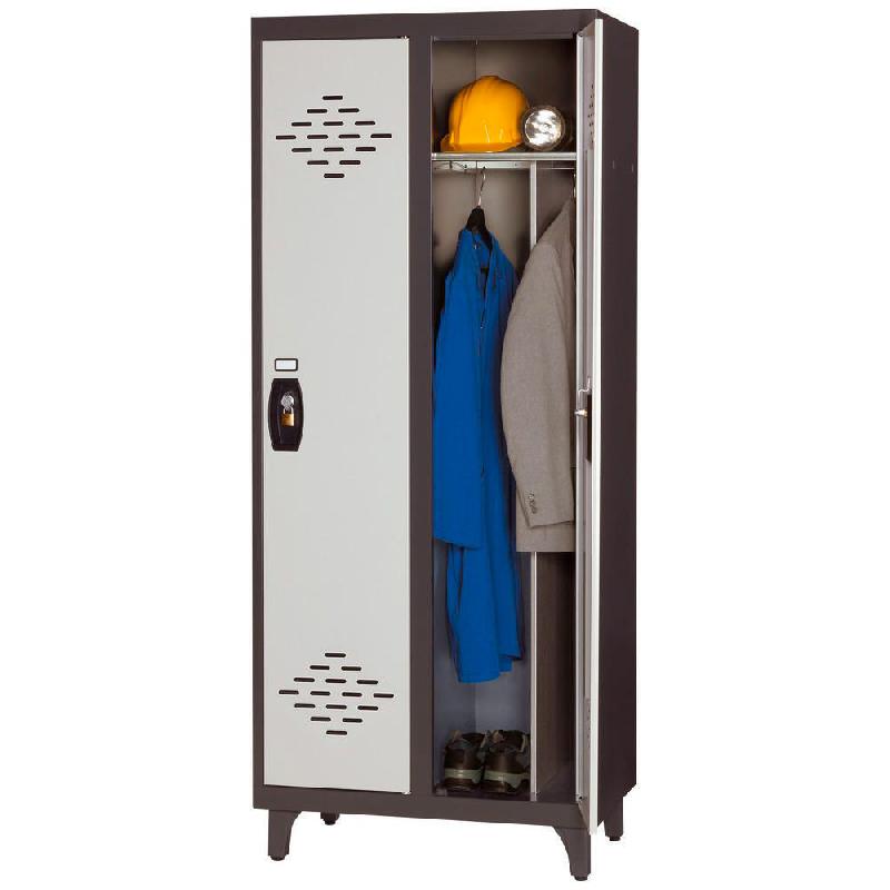 VESTIAIRE AVANTAGE - INDUSTRIE SALISSANTE - 2 COLONNES - CORPS ANTHRACITE - PORTES GRISES
