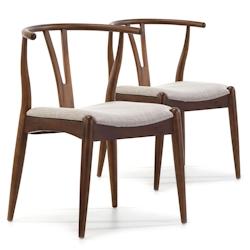 VS Venta-stock Pack 2 chaises Rustic, Couleur Noyer, Bois Massif, 55 cm x 54,5 cm x 76 cm - marron Bois massif I20048_0