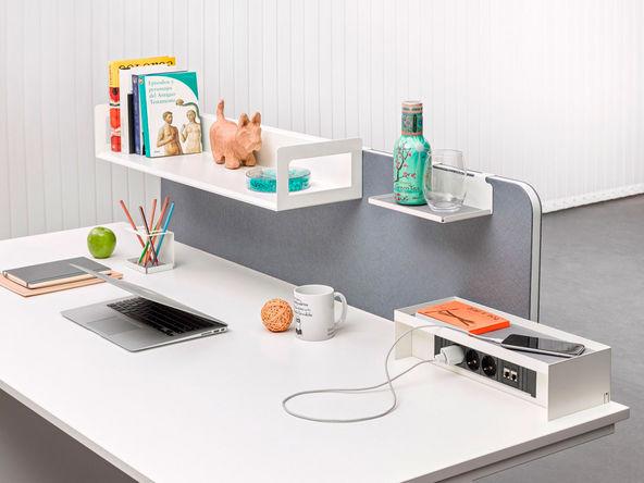 Panneau frontal acoustique pour bureaux individuels Manufacta - Largeur 100/120/140/160/180 cm - Hauteur 48 cm - Épaisseur 28 mm - Structure acier - 2 coloris_0
