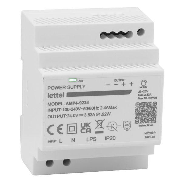 Alimentation 230Vca/48Vcc, puissance 100W. Fixation rail-din, largeur 4 modules - LETTEL - AMP4-100-48_0