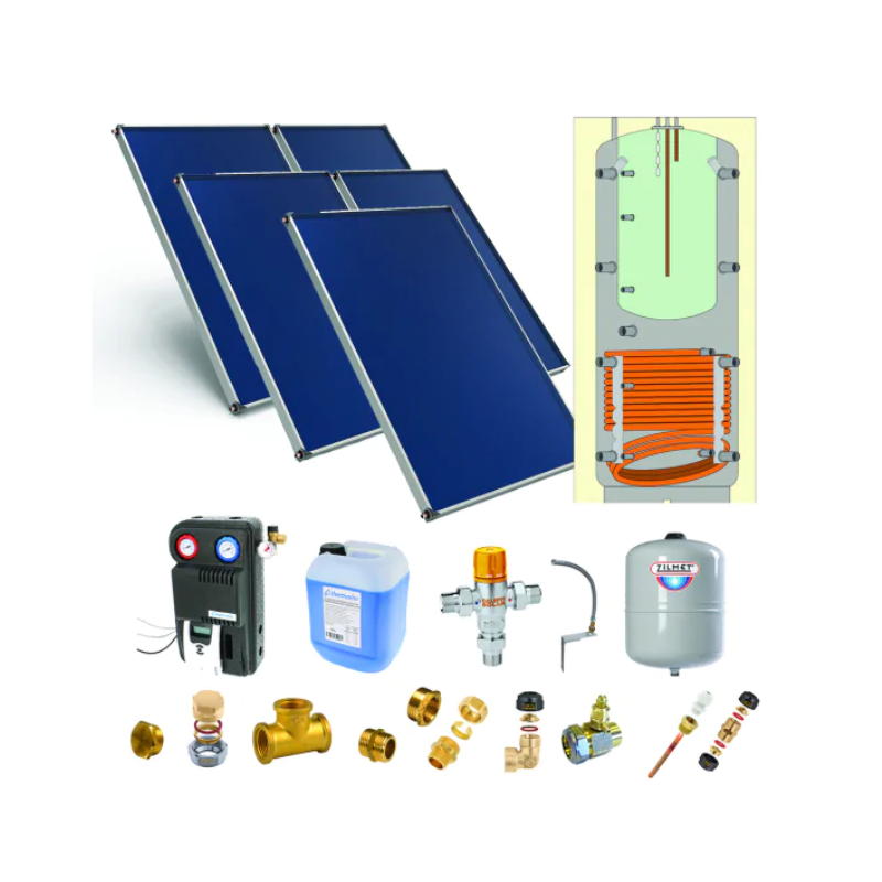 Astrea Pack G - SSC toiture inclinée 5 capteurs solaires, ballon  800L production ECS bain-marie (191L), accessoires - Thermador - PSOLCHECSPMA58_0