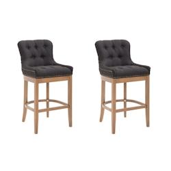 CLP Lot de 2 Tabourets de Bar Lakewood en Tissu Noir /Antique clair - noir textile 304588_0