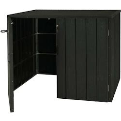 Décoshop26 - Abri de poubelles extérieur conteneurs à ordures jusqu'à 4 bacs 117x142x102 cm aspect métal bois, extensible 04_0005610 - 3000620132690_0