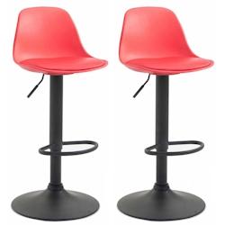 Décoshop26 - Lot de 2 tabourets de bar moderne et confortable assise en PVC rouge coque en plastique et pieds en métal noir 10_0004238 - noir 300025_0