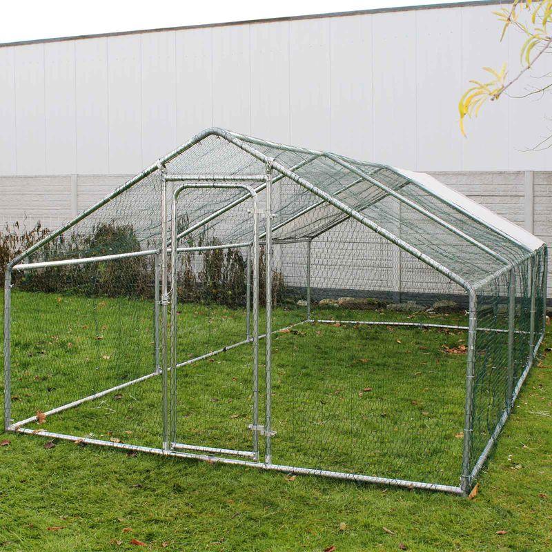 WILTEC - ENCLOS EXTÉRIEUR VOLIÈRE POULAILLER CLAPIER DE LAPIN CAGE POUR PETITS ANIMAUX 6X3X2M AUVENT