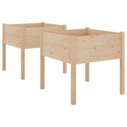 Helloshop26 - Jardinière bac lit surélevé plantes fleurs jardin terrasses d'extérieur lot de 2 70 x 70 x 70 cm bois de pin massif 02_0038904 - 300_0