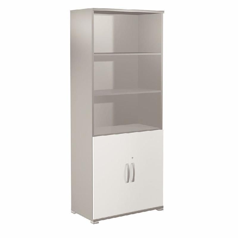 MEUBLE HAUT ACTIVITY 2 PORTES BASSES - H. 180 X L. 80 X P. 45 CM - CORPS ALUMINIUM - COLORIS DES PORTES : BLANC.
