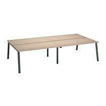 Pôle de 4 bureaux droits chêne clair L 160 x P 80 cm, piétement métal anthracite - Arch_0