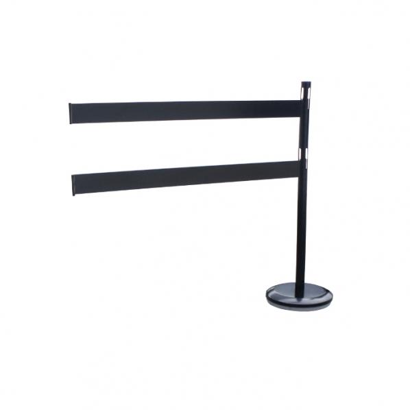 Poteau de signalisation noir avec 2 barrières - 1 ou 2 poteaux inclus - Marque Rolléco_0