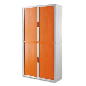 Easyoffice armoire démontable - Corps en polystyrène teinté blanc et orange - Dimensions L110 x H204 x P41,5 cm_0