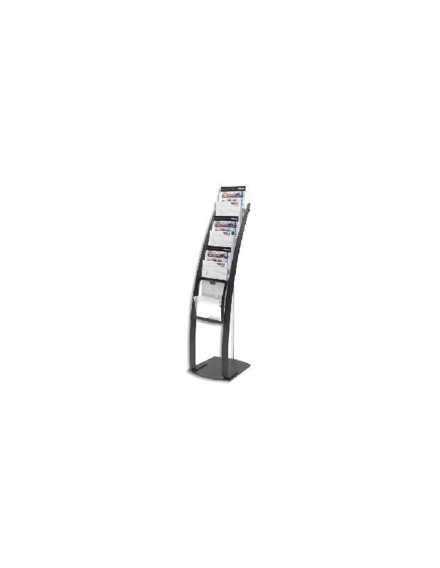 Présentoir mobile sur pied Contemporary - 6 cases A4 - acier robuste - Deflecto_0