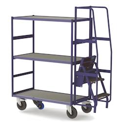 Provost Chariot escabeau 2-en-1 - 184,5 x 65 x 186cm - bleu acier 401101148_0