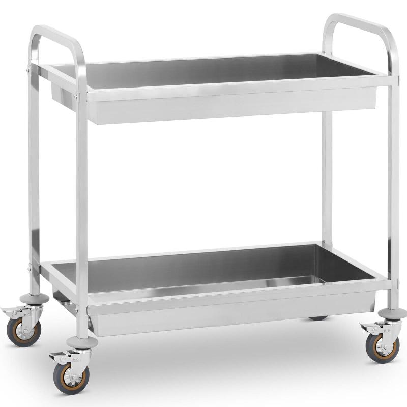 Royal Catering - Royal Catering Chariot de service de cuisine (2 cavités de débarras, 320 kg, 101 x 55 x 96,50 cm, 62 cm de distance, roues - argent_0