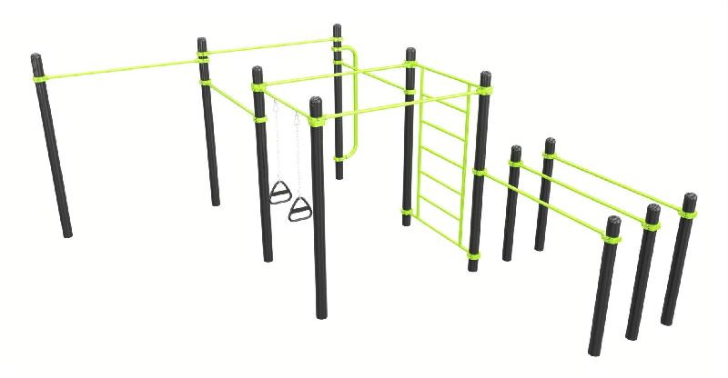Equipement de Street Workout DAMAPRO en acier galvanisé thermolaqué avec Barreaux 32mm avec bague d'assemblage et visserie anti-vol - Freestyle 3_0