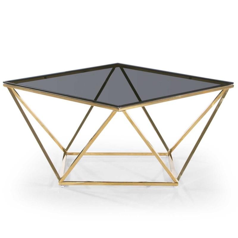 TABLE BASSE DESIGN EN VERRE LINA 80CM NOIR & OR - PARIS PRIX_0