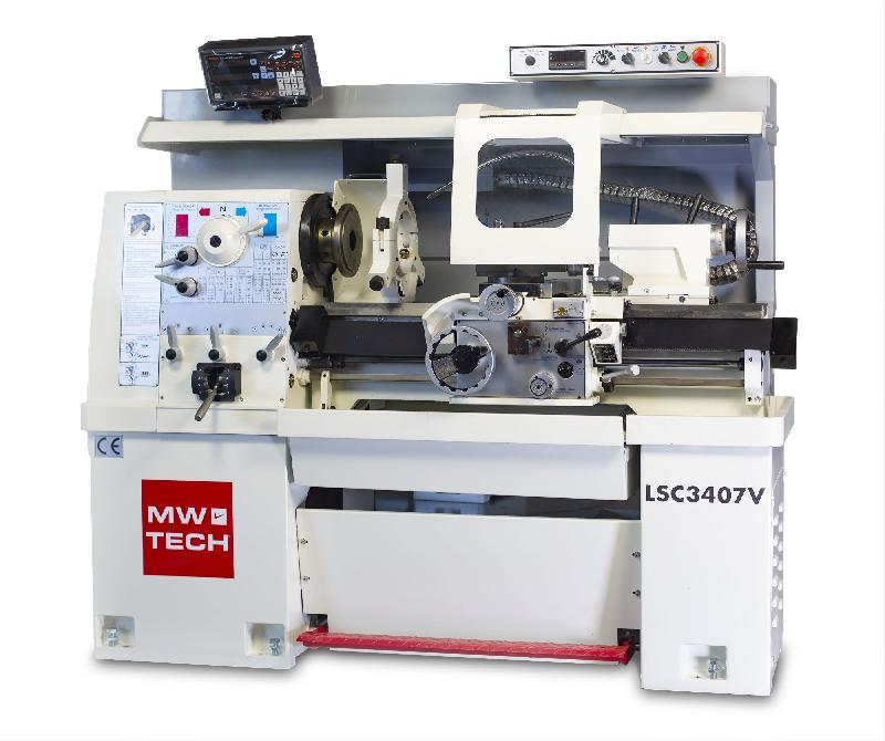 Tour à métaux industiel hauteur des pointes 171 mm entre-pointe 760 mm alésage 40 mm 3,75 kW 400V + vitesses variables MW-Tech LSC3407V_0